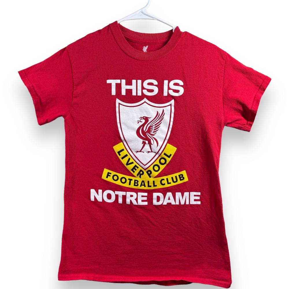 Liverpool FC Mens T-Shirt Small Red Notre Dame Short Sleeve Soccer Graphic Tee